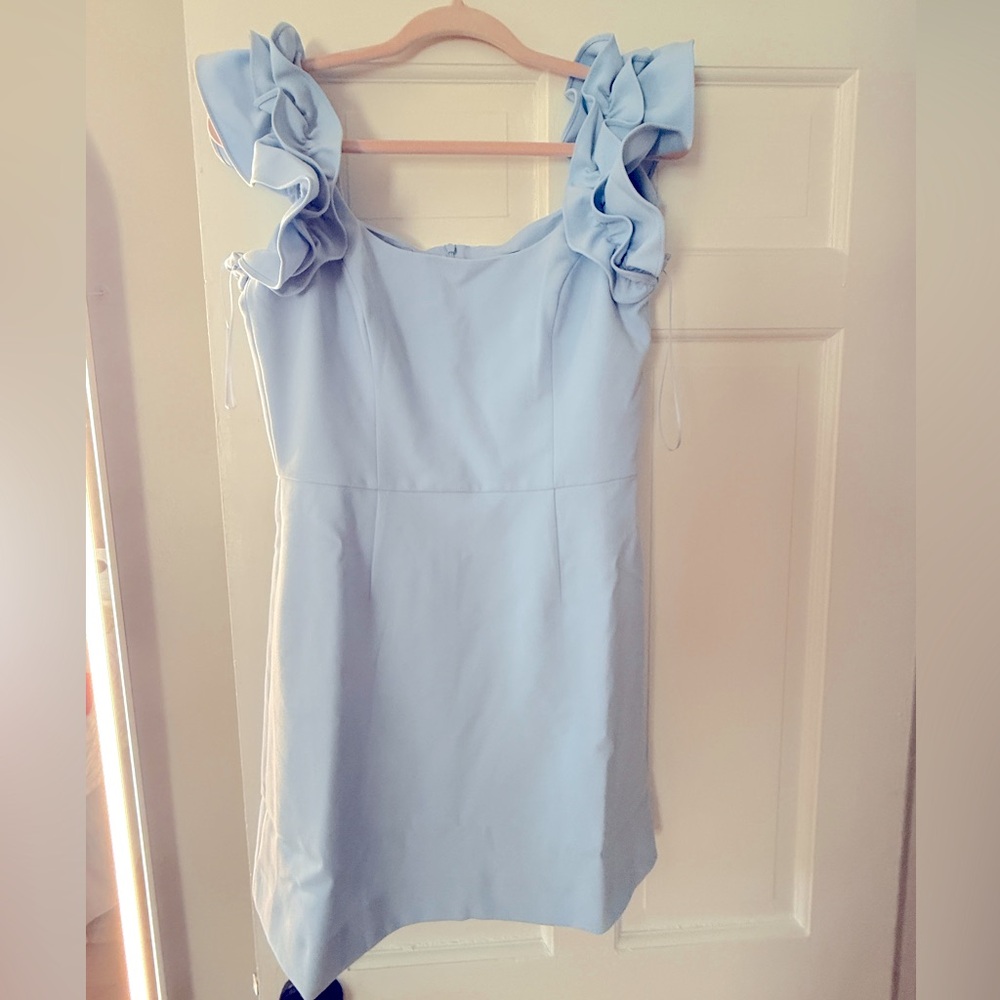 NWT French Connection Womens Blue Ruffled
Mini Dress